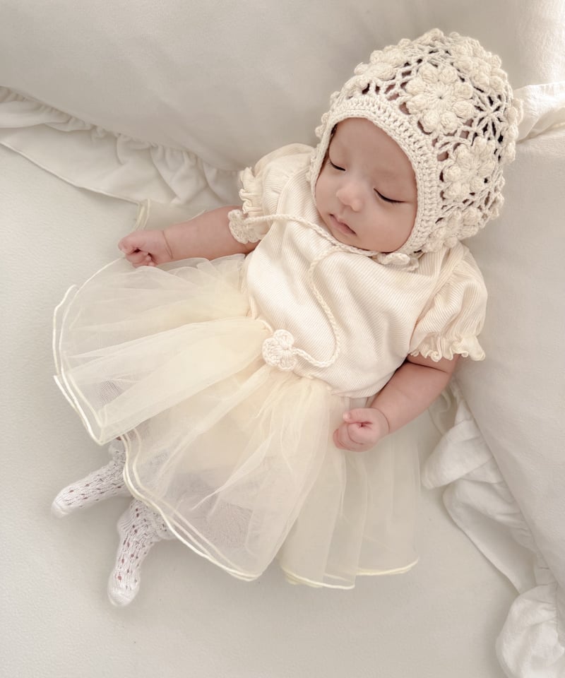 即納 mellow puff sleeve tulle rompers | alli