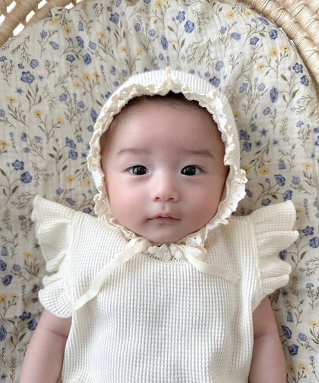 即納monbebe   Summer frill waffle suit