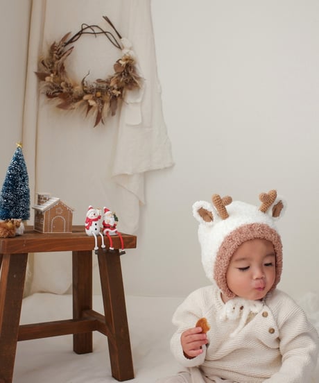 即納  Holiday reindeer bonnet