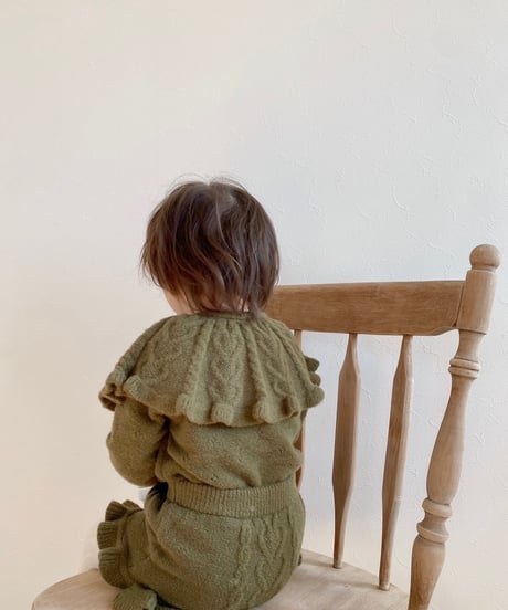 即納  frill knit set up