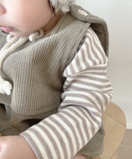 即納corduroy salopette & tee Set