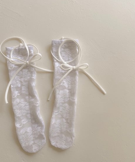 即納 lace up ribbon  socks