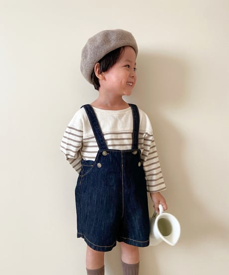 即納monbebe × alli   indigo denim salopette