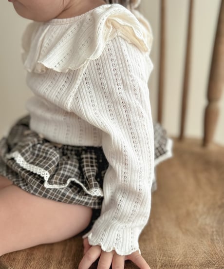 即納back ribbon ruffle collar tee