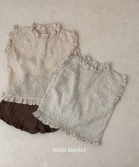 予約mimi market Line frill sleeveless top
