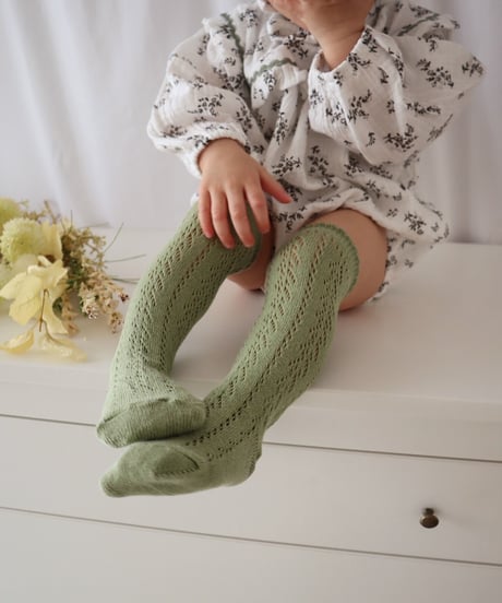 即納baby openwork color high socks