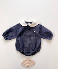即納sailor denim rompers