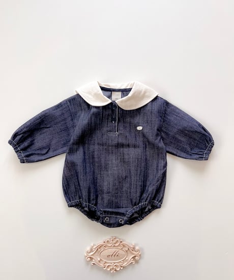 即納sailor denim rompers
