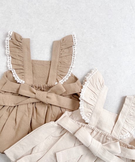 即納 m-kids  Linen frill suit