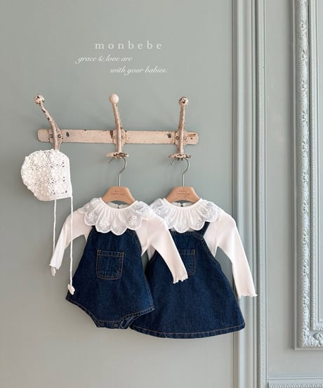 即納monbebe Bongbong denim suspenders