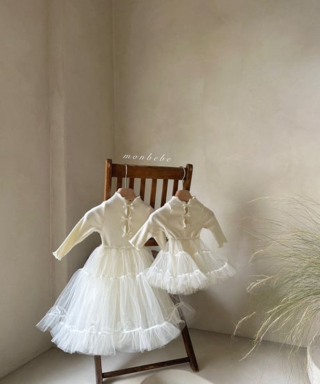 即納monbebe tulle ribbon rompers