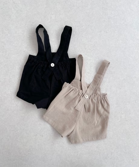即納 bebe nine Coco linen suspender pants