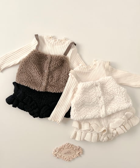 即納 knit frill pants
