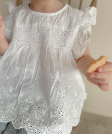 即納shirring frill blouse