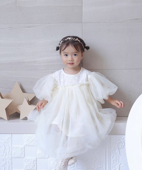 即納balloon sleeve tulle dress