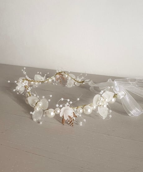 即納perl flower head dress