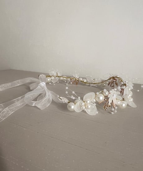 即納perl flower head dress