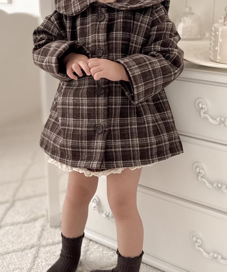 即納 sailor check coat