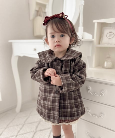 即納 sailor check coat