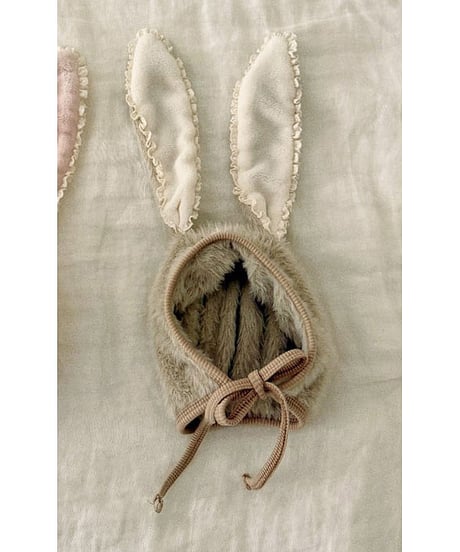 即納valubebe Bunny Fur Bonnet Hat (bebe)