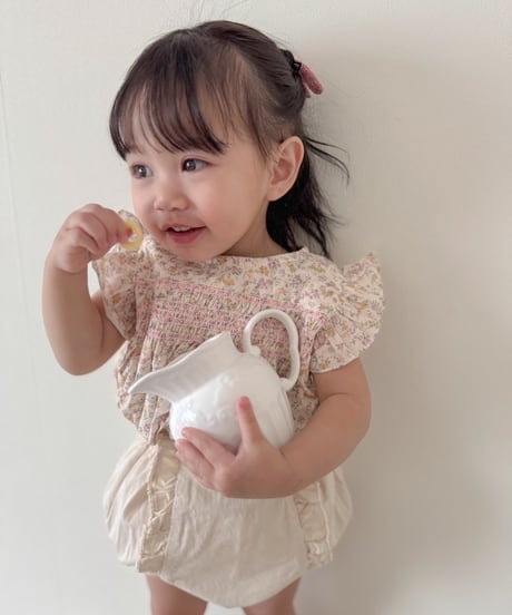 即納shirring frill blouse