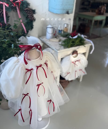 即納marron ribbon dress kids size