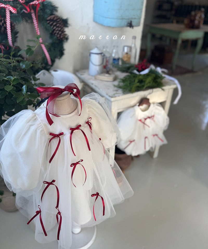 【marron】Ribbon dress リボン アイボリー M 即納marron ribbon dress kids size | alli.
