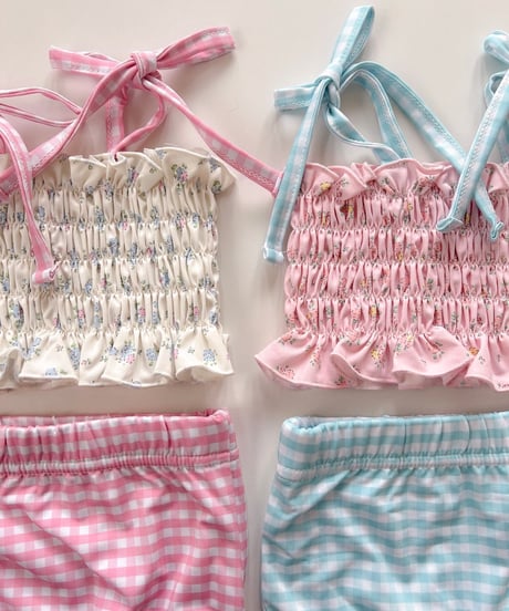 一部即納 melikey Lily check swim set