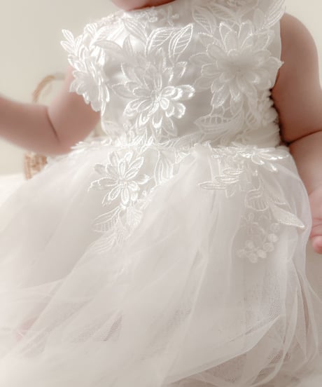 即納flower  motif tulle dress