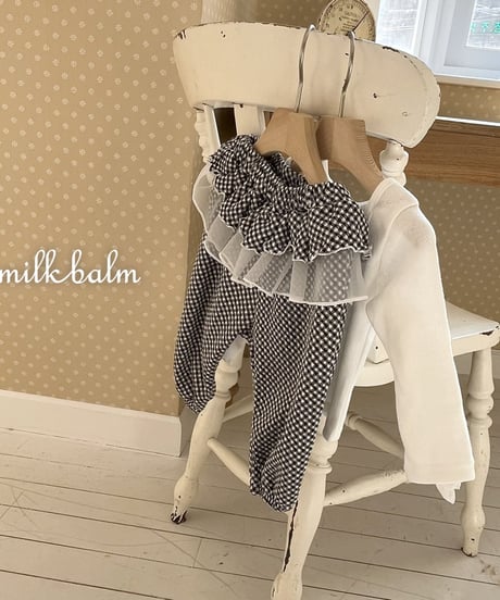 即納 milkbalm frill check pant