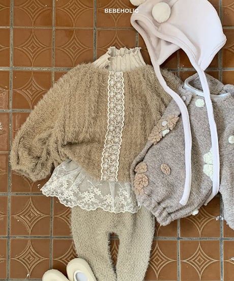即納 mohair flower blouse