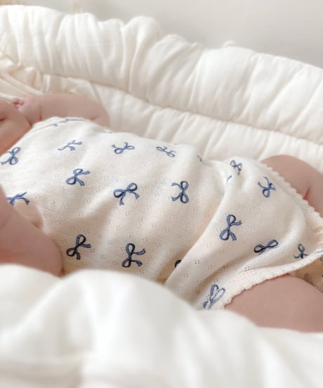 即納 newborn ribbon & heart rompers