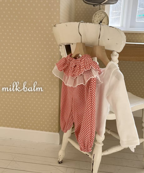 即納 milkbalm frill check pant