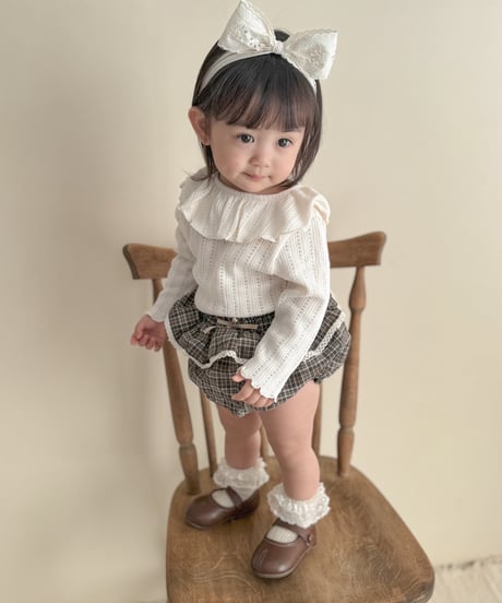 即納back ribbon ruffle collar tee