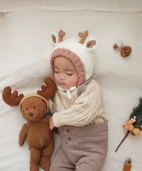 即納  Holiday reindeer bonnet