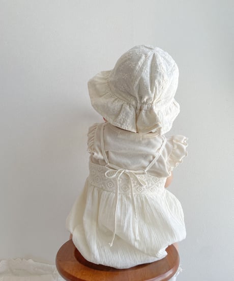 即納baby  flower embroidery hat