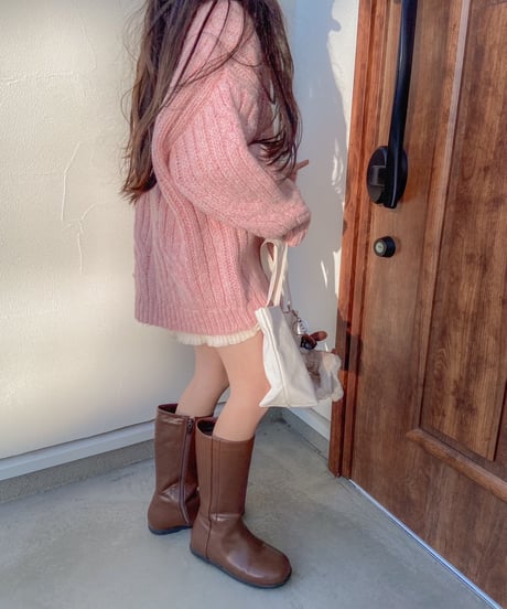即納pink knit cardigan
