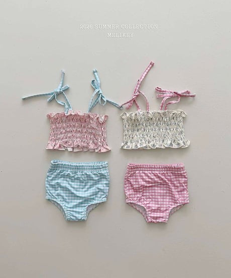 一部即納 melikey Lily check swim set