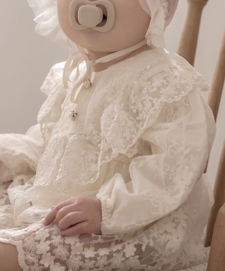 即納Lace Bouquet dress rompers