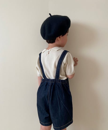 即納monbebe × alli   indigo denim salopette