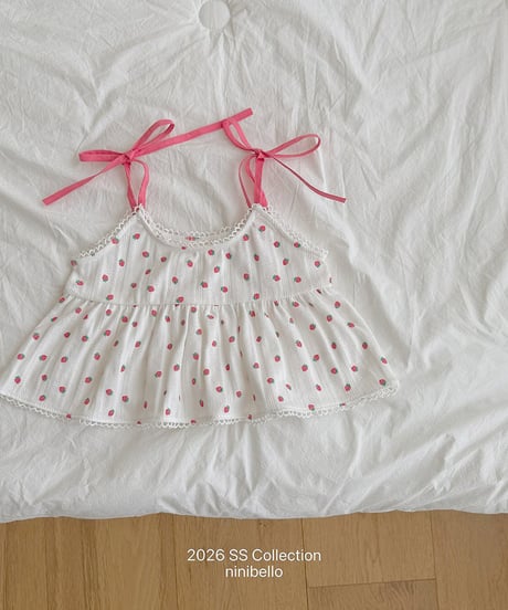 予約ninibello Berry Eyelet Blouse Top