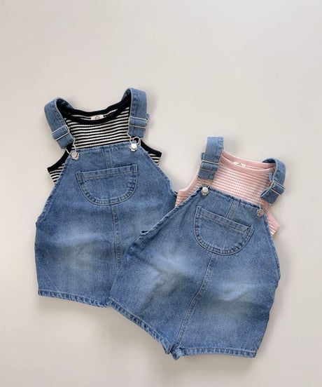 即納 Denim suspender pants