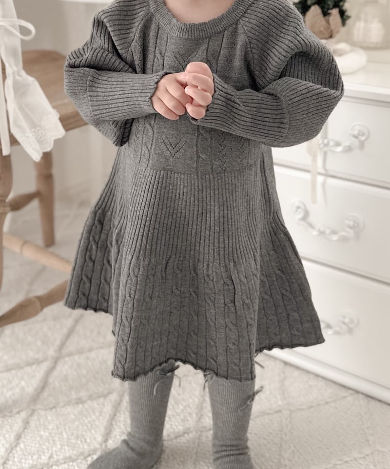 ワンピース M me eme Cable knit layered onepiece M me eme Cable knit layered onepiece 即納cable knit one-piece | alli.