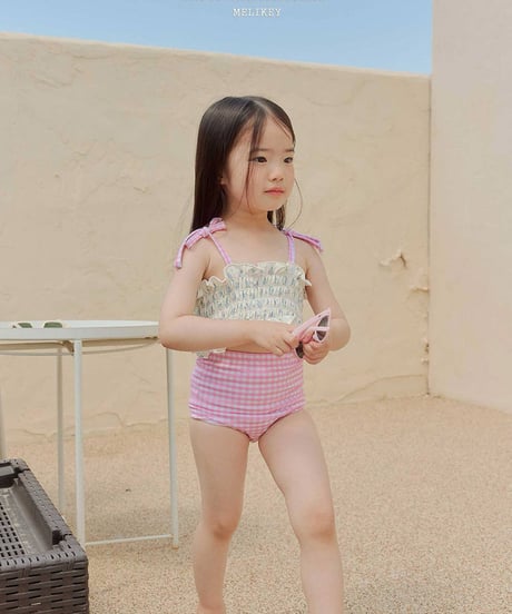 一部即納 melikey Lily check swim set