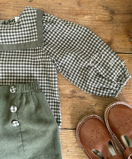 即納 OREN Bobo check sailor top and bottom set