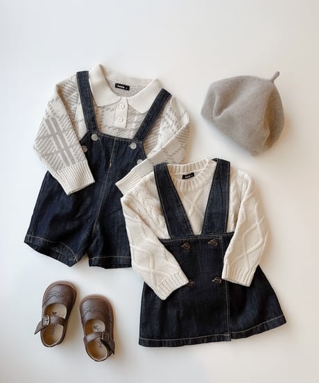 即納monbebe × alli   indigo denim salopette