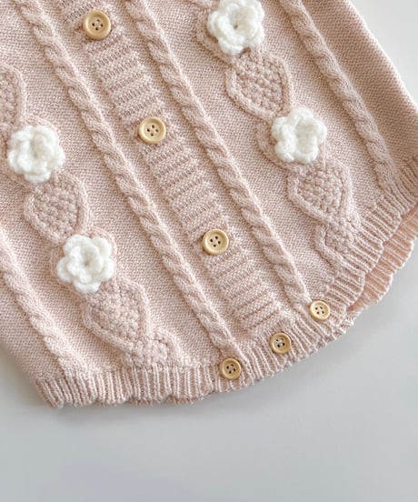 即納 knit openwork rompers