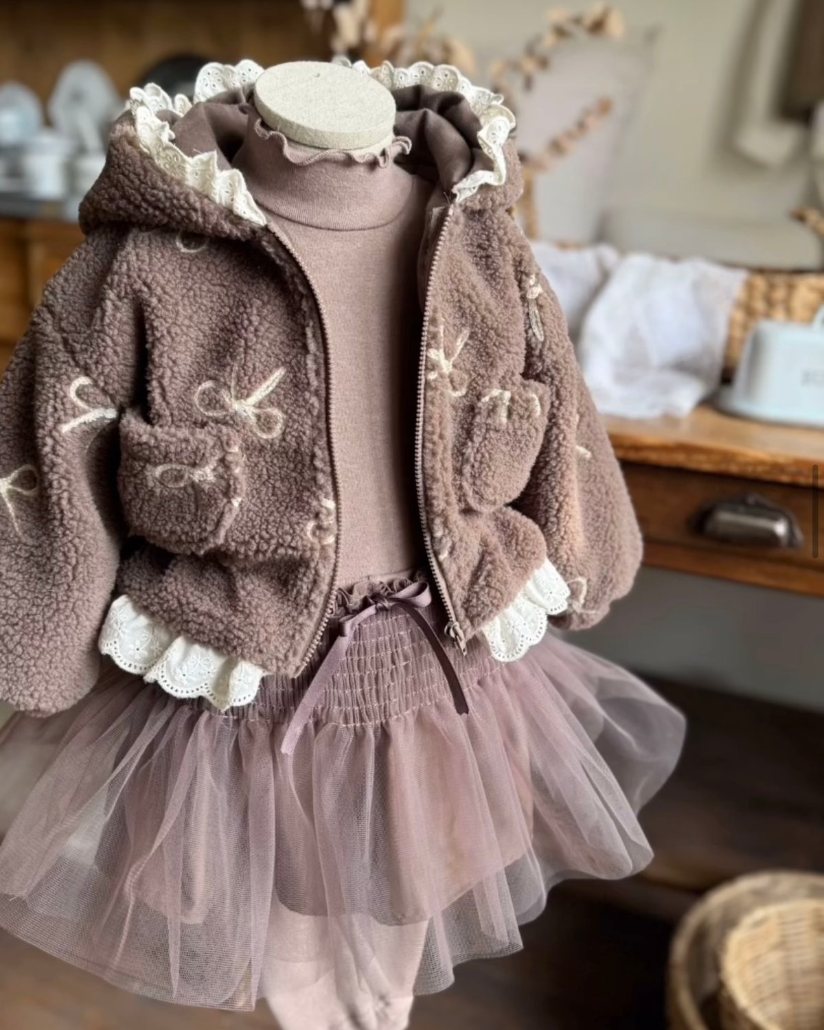 即納marron Ribbon hood zip-up | alli. 即納marron Ribbon hood zip-up | alli.