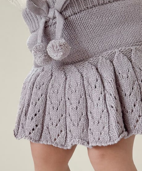 即納pon pon  ribbon knit skirt