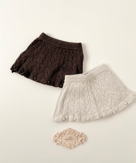 即納eyelet knit skirt